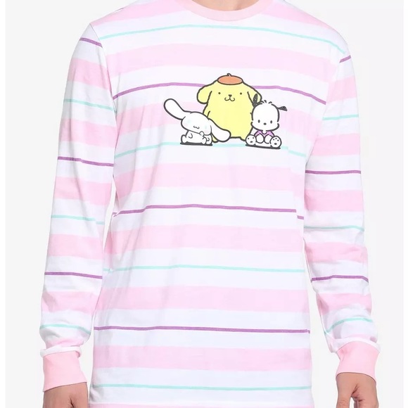 Sanrio x Hot Topic Cinnamoroll Pompompurin Pochacco Stripes Long-Sleeve T-Shirt - Picture 1 of 4